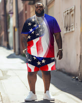 Independence Day American Flag Print Large Men's Suit